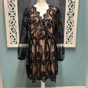 NWT Black Lace Skater Dress